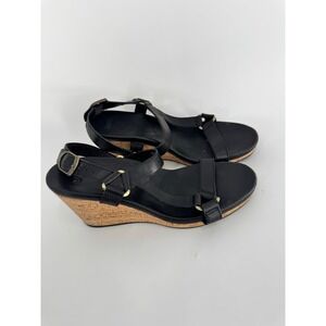 Teva Arrabelle Wedge Sandals Women Size 7 Black Leather Cork Heel Strappy